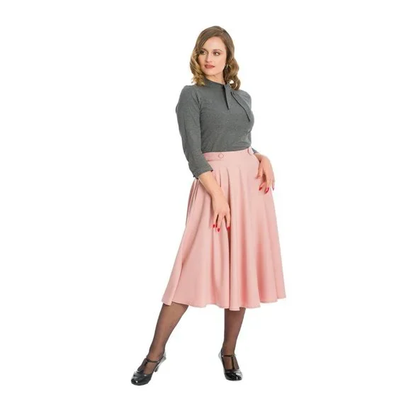 NWT Medium DiDi Navy Blue Retro Rockabilly Vintage Swing Pocket Skirt Modcloth - Picture 3 of 8